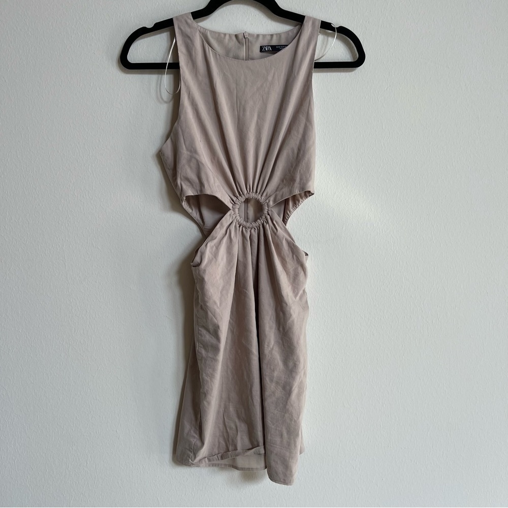 Zara Cut Out Linen Blend Dress size small - Picture 2 of 4